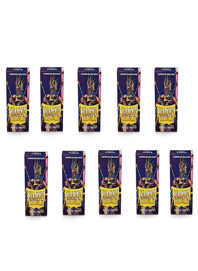 dragon shield 10 Packs Dragon Shield Matte Mini Japanese Purple 60 ct Card Sleeves Display Case - Image 1